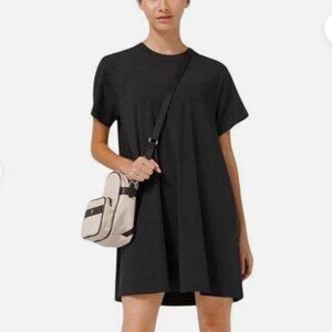 Sz M Lululemon All Yours Relaxed Fit Short Sleeve T-Shirt Dress Black